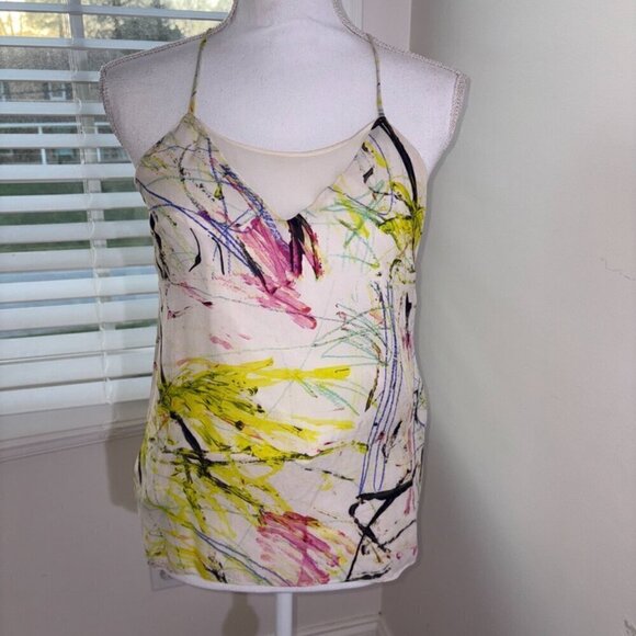 Milly 100% Silk Colorful Blouse Tank-Top size 4 - Picture 13 of 15